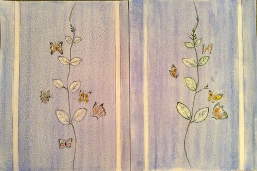 Marie. Butterfly wallpaper design, watercolour.